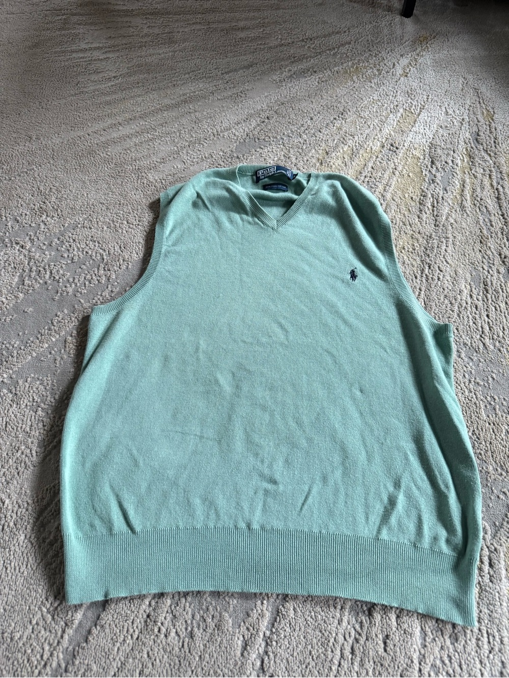Polo by Ralph Lauren sweater vest Pima Cotton light green classic preppy medium